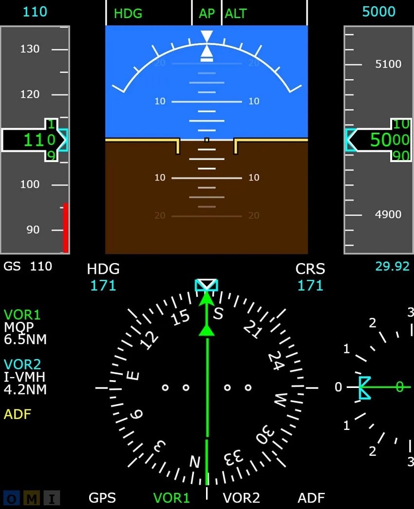 Plane Screen Instrument Pilot Approach